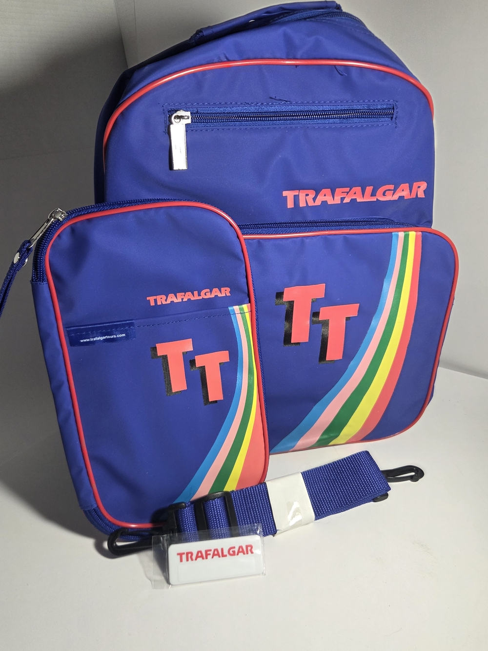 Trafalgar Kids Blue Rainbow Strap Backpack Set ( TT )